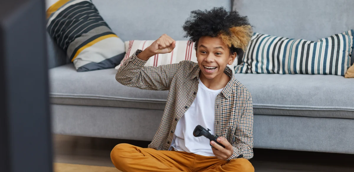 boy playing video games